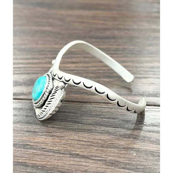 Turquoise Cuff Bracelet - Elegant Natural Stone Design, Western Boho, Ships in - Picture 3 of 10